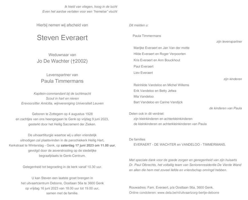 Steven Everaert 09/06/2023 | In gedachten